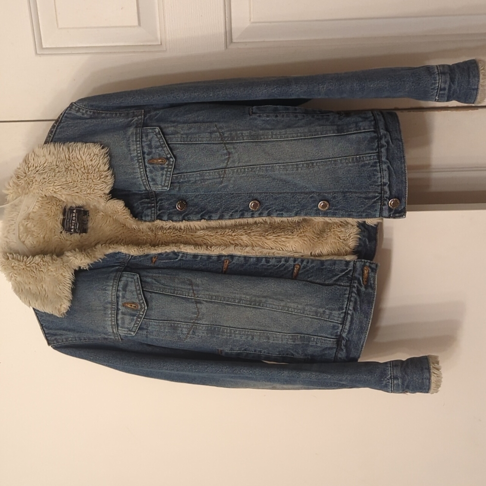 Arizona women's small faux fur  jean jacket